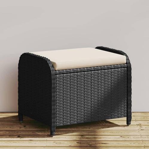 vidaXL Tuinkruk met kussen 58x46x46 cm poly rattan zwart, Tuin en Terras, Tuinsets en Loungesets, Nieuw, Rotan, Verzenden
