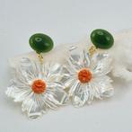 Koraal - Zilver, Verguld - Oorbellen - Koraal en parelmoer, Sieraden, Tassen en Uiterlijk, Antieke sieraden