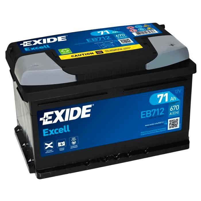 Exide Excell 12V 71Ah - Loodzuur - Startaccu - EB712, Watersport en Boten, Bootonderdelen, Nieuw