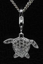 Zilveren Schildpad kristallen hanger en/of bedel, Verzenden, Nieuw
