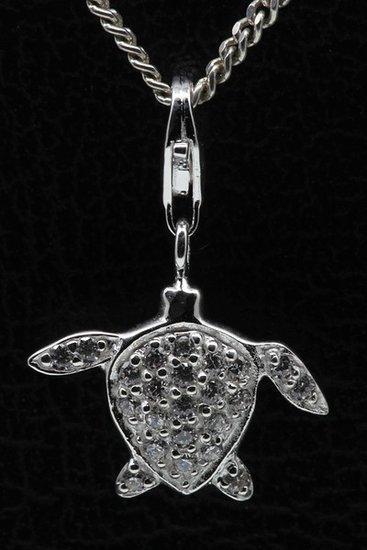 Zilveren Schildpad kristallen hanger en/of bedel, Sieraden, Tassen en Uiterlijk, Bedels, Verzenden