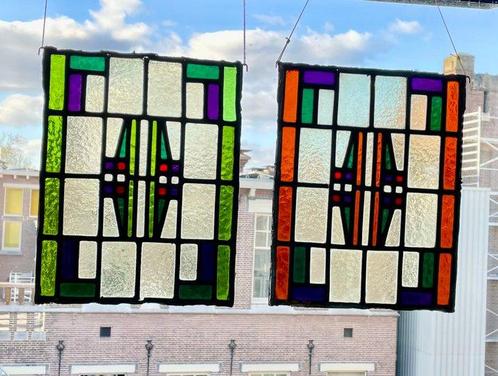 Glas-in-loodraam (2) - 1930-1940, Antiek en Kunst, Curiosa en Brocante