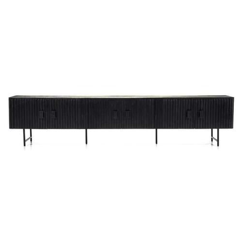 TV Meubel Remi 6-deurs- Zwart- 95731 - tv-meubels, Huis en Inrichting, Kasten | Buffetkasten, Nieuw, Overige materialen