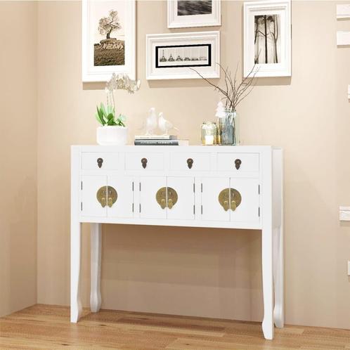 vidaXL Dressoir Chinese stijl massief hout wit, Huis en Inrichting, Kasten | Dressoirs, Minder dan 25 cm, Nieuw, 50 tot 100 cm