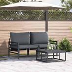 vidaXL Tuin Sofa Set 3 pcs Antraciet Staal, Tuin en Terras, Tuinsets en Loungesets, Verzenden, Nieuw
