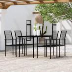vidaXL 5-delige Tuinset zwart, 4 zitplaatsen, Verzenden, Nieuw, Rvs