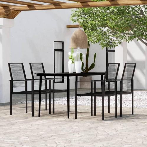 vidaXL 5-delige Tuinset zwart, Tuin en Terras, Tuinsets en Loungesets, Tuinset, Nieuw, 4 zitplaatsen, Rvs, Verzenden