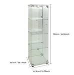 Glazen Vitrinekast met LED, 4 Lagen en Slot – Wit, Huis en Inrichting, Kasten | Vitrinekasten, Verzenden, Nieuw