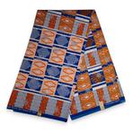 Afrikaanse stof - Oranje Kente - Poly - 1 yard, Hobby en Vrije tijd, Ophalen of Verzenden, Nieuw