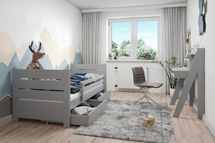 Rockwood® Kinderbed Milly  en  Mo Grijs met  lattenbodem,, Kinderen en Baby's, Kinderkamer | Bedden, Nieuw, Ophalen of Verzenden