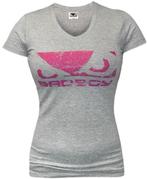 Bad Boy Logo Dames T-shirt met V-hals Grijs Roze, Nieuw, Maat 46 (S) of kleiner, Bad Boy, Grijs