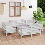 vidaXL 9-delige Loungeset massief grenenhout wit, Tuin en Terras, Tuinsets en Loungesets, Verzenden, Nieuw, Loungeset