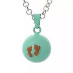 Lila Chime Zwangerschapsketting Babybel Ketting Voetjes Blau, Nieuw