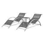 Tuinset Binetto 3-delig loungeset 2 ligbedden met tafel grij, Verzenden, Nieuw