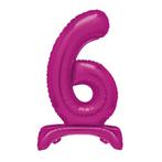 Roze Cijfer Ballon 6 Jaar Met Standaard 76cm, Hobby en Vrije tijd, Feestartikelen, Verzenden, Nieuw