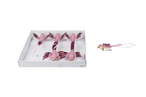 Vogeltjes Roze met CLIP 6stuks Roze Vogeltjes, Hobby en Vrije tijd, Knutselen, Nieuw, Ophalen of Verzenden