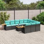 vidaXL 11-delige Loungeset met kussens poly rattan zwart, Tuin en Terras, Tuinsets en Loungesets, Verzenden, Nieuw, Rotan, Loungeset