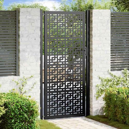 vidaXL Poort met kruisontwerp 105x205 cm staal zwart, Tuin en Terras, Tuinpoorten, Nieuw, Verzenden