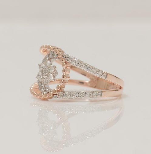 Cocktailring - 14 karaat Roségoud, Witgoud - 0.42ct. tw., Sieraden, Tassen en Uiterlijk, Antieke sieraden