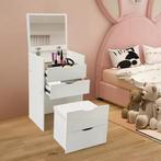 3-in-1 Kaptafel met Opklapbare Spiegel en Verborgen Kruk, Verzenden, Nieuw