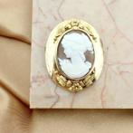Gouden broche/hanger met camee (Hanger of bedel), Ophalen of Verzenden, Gebruikt, Goud, Overige merken