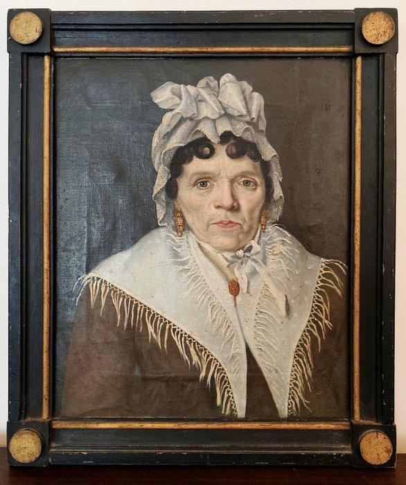 École néoclassique française (XIX) - Portrait dune, Antiek en Kunst, Kunst | Schilderijen | Klassiek