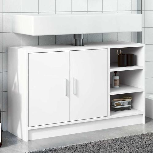 vidaXL Wastafelkast 90x29x55 cm bewerkt hout wit, Huis en Inrichting, Badkamer | Badkamermeubels, Nieuw, Minder dan 100 cm, Verzenden