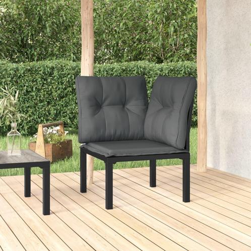vidaXL Tuinhoekstoel met kussens poly rattan zwart en grijs, Tuin en Terras, Tuinsets en Loungesets, Nieuw, Rotan, Verzenden