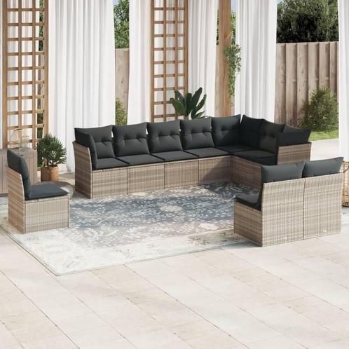 vidaXL 10-delige Loungeset met kussens poly rattan, Tuin en Terras, Tuinsets en Loungesets, Loungeset, Nieuw, Rotan, Verzenden