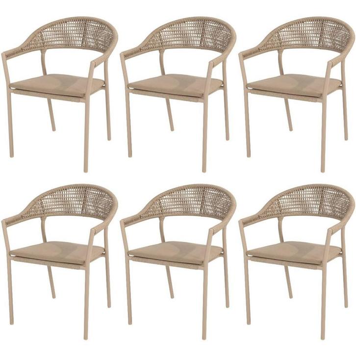 Sienna stapelbare dining tuinstoel rope venao latte Taste, Tuin en Terras, Tuinstoelen, Nieuw, Aluminium, Ophalen of Verzenden