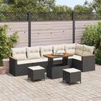 vidaXL Tuin Sofa Set met kussen met opslag Zwart Poly riet, Verzenden, Nieuw, Rotan
