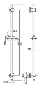 Wiesbaden chroom glijstang met wateruitgang rond 660mm, Doe-het-zelf en Verbouw, Sanitair, Ophalen of Verzenden, Nieuw