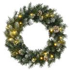 vidaXL Kerstkrans met LED-lampjes 60 cm PVC groen, Diversen, Kerst, Verzenden, Nieuw