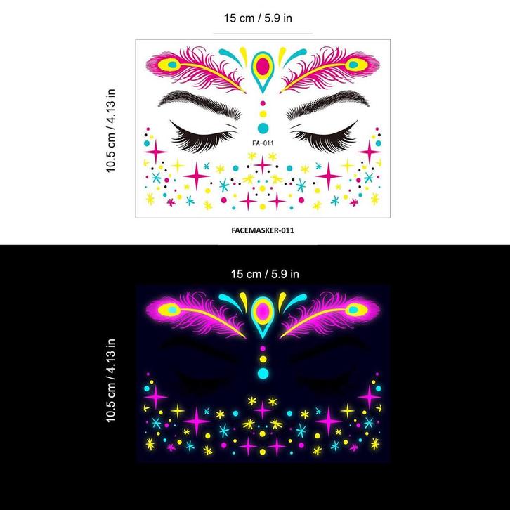 Gezicht Sticker Glow in the Dark FA-011, Kleding | Heren, Carnavalskleding en Feestkleding, Nieuw, Ophalen of Verzenden