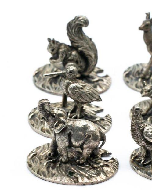 argento italiano - Segnaposto figure zoomorfe a tema, Antiek en Kunst, Antiek | Goud en Zilver