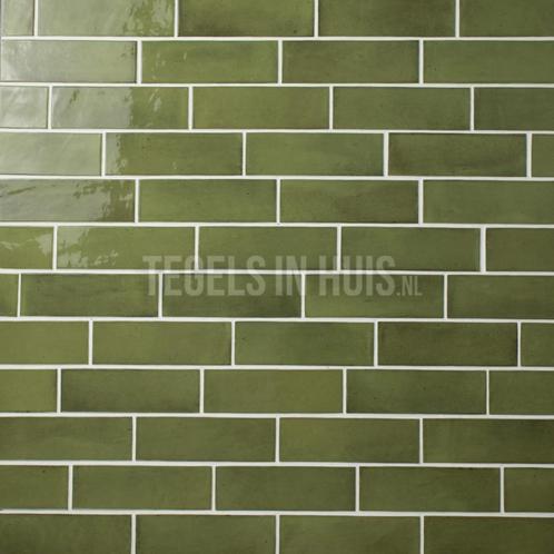 Wandtegel coco groen verd glans 5x15 wandtegel, Doe-het-zelf en Verbouw, Tegels, Wandtegels, Nieuw, 10 m² of meer, Keramiek, Ophalen of Verzenden
