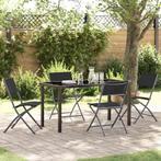 vidaXL Tuin Eetset Vouw 5 pcs Zwart Textilene en staal, Verzenden, Nieuw, Textileen