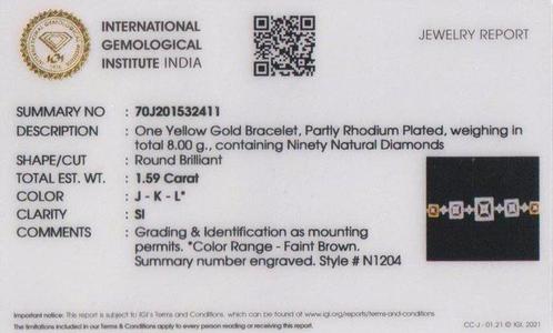 Armband - 14 karaat Geel goud - 1.59ct. tw. Diamant, Sieraden, Tassen en Uiterlijk, Armbanden