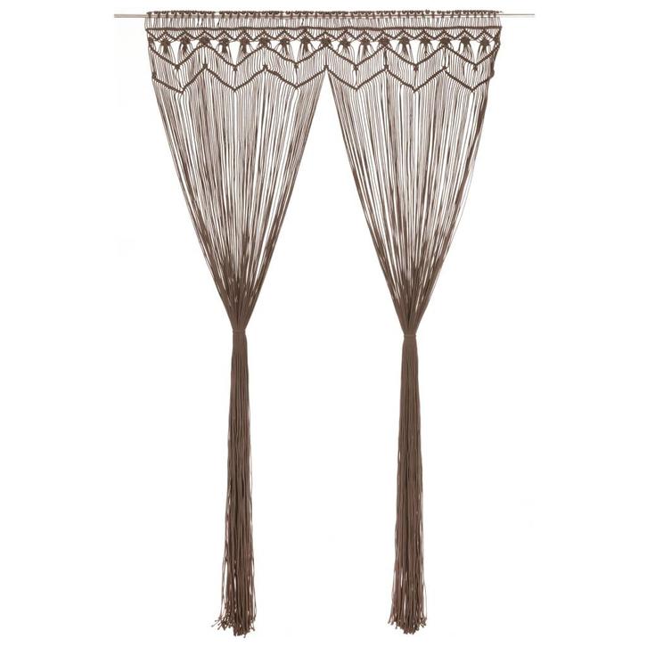 vidaXL Gordijn macramé 140x240 cm katoen taupe, Huis en Inrichting, Stoffering | Gordijnen en Lamellen, Nieuw, Verzenden