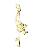 Gouden Hengel met vis ketting hanger, Verzenden, Nieuw