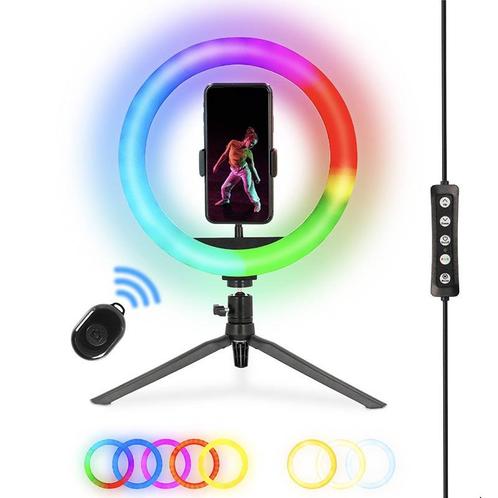 Nikkei - ringlamp met statief - 10 Inch - RGB - met, Audio, Tv en Foto, Fotocamera's Digitaal, Verzenden