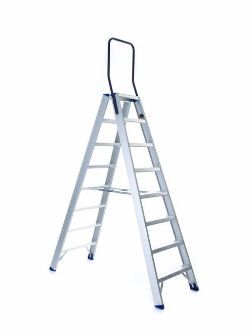 Trap dubbel professioneel 2x8 treden, Doe-het-zelf en Verbouw, Ladders en Trappen, Trap, Nieuw, Opvouwbaar of Inschuifbaar, Ophalen of Verzenden