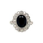 Witgouden entourage ring met ioliet en diamant 14 krt, Ophalen of Verzenden, Nieuw