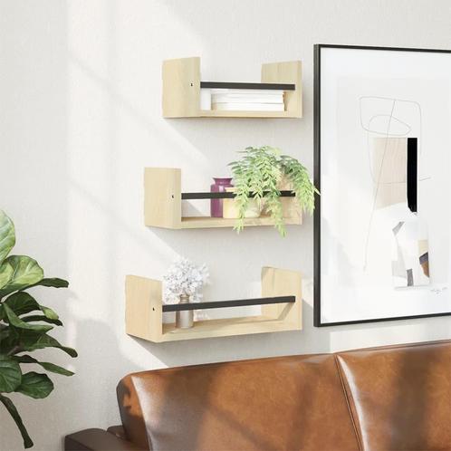 vidaXL 3-delige Wandschappenset met stangen bewerkt hout, Huis en Inrichting, Woonaccessoires | Wandplanken en Boekenplanken, Nieuw