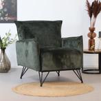 40% Korting: Velvet fauteuil Mika groen, Ophalen, Zo goed als nieuw, Stof, Velvet chique, Modern