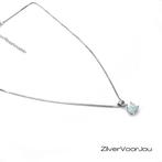 925 Zilveren ronde opaal ketting rhodium, Sieraden, Tassen en Uiterlijk, Kettingen, Verzenden, Nieuw, Zilver
