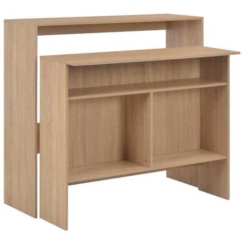 vidaXL Bartafel met 2 tafelbladen 130x40x120 cm eikenkleurig, Huis en Inrichting, Tafels | Eettafels, Nieuw, Verzenden