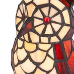 Tiffany uillamp – crème, rood &amp; bruin glas – H 26,5, Huis en Inrichting, Verzenden, Nieuw