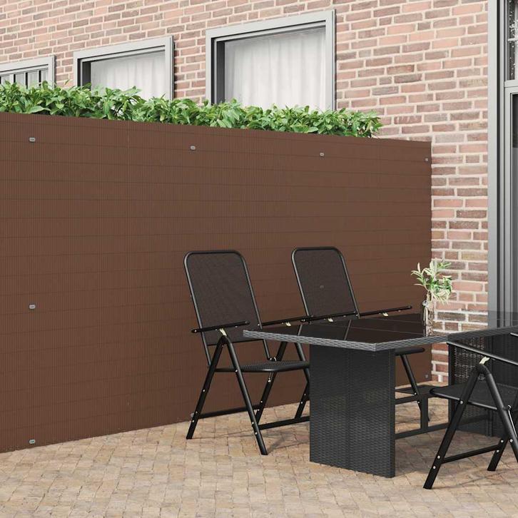 vidaXL Tuinhek Dubbelzijdig Bruin 1,8x5 m PVC, Tuin en Terras, Schuttingen, Nieuw, Kunststof, Verzenden
