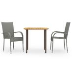 vidaXL 3-delige Tuinset poly rattan grijs, 2 zitplaatsen, Nieuw, Tuinset, Verzenden